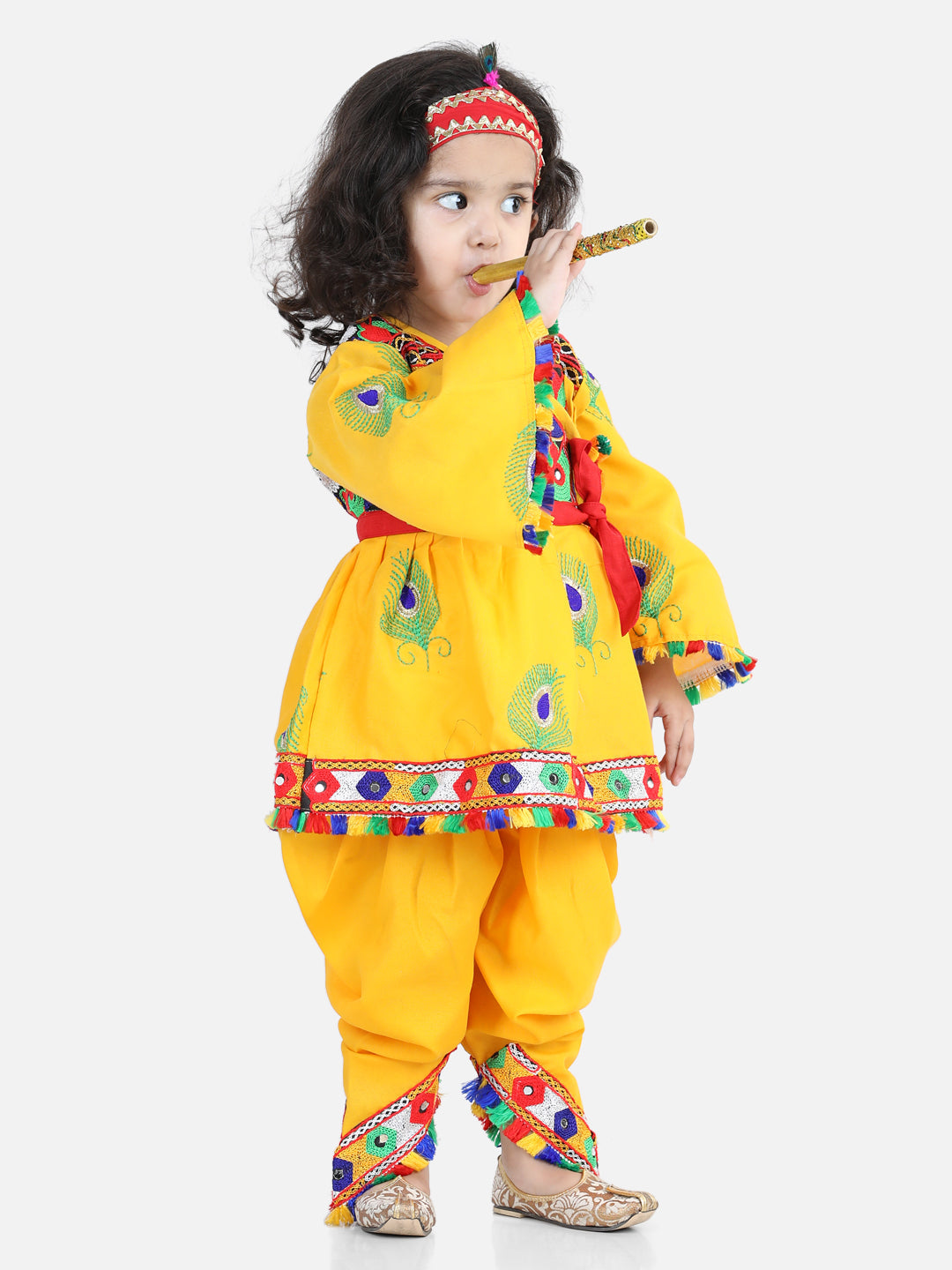 Embroidered Dhoti Top Radha Dress for Girls-YellowWomensFashionFun.com