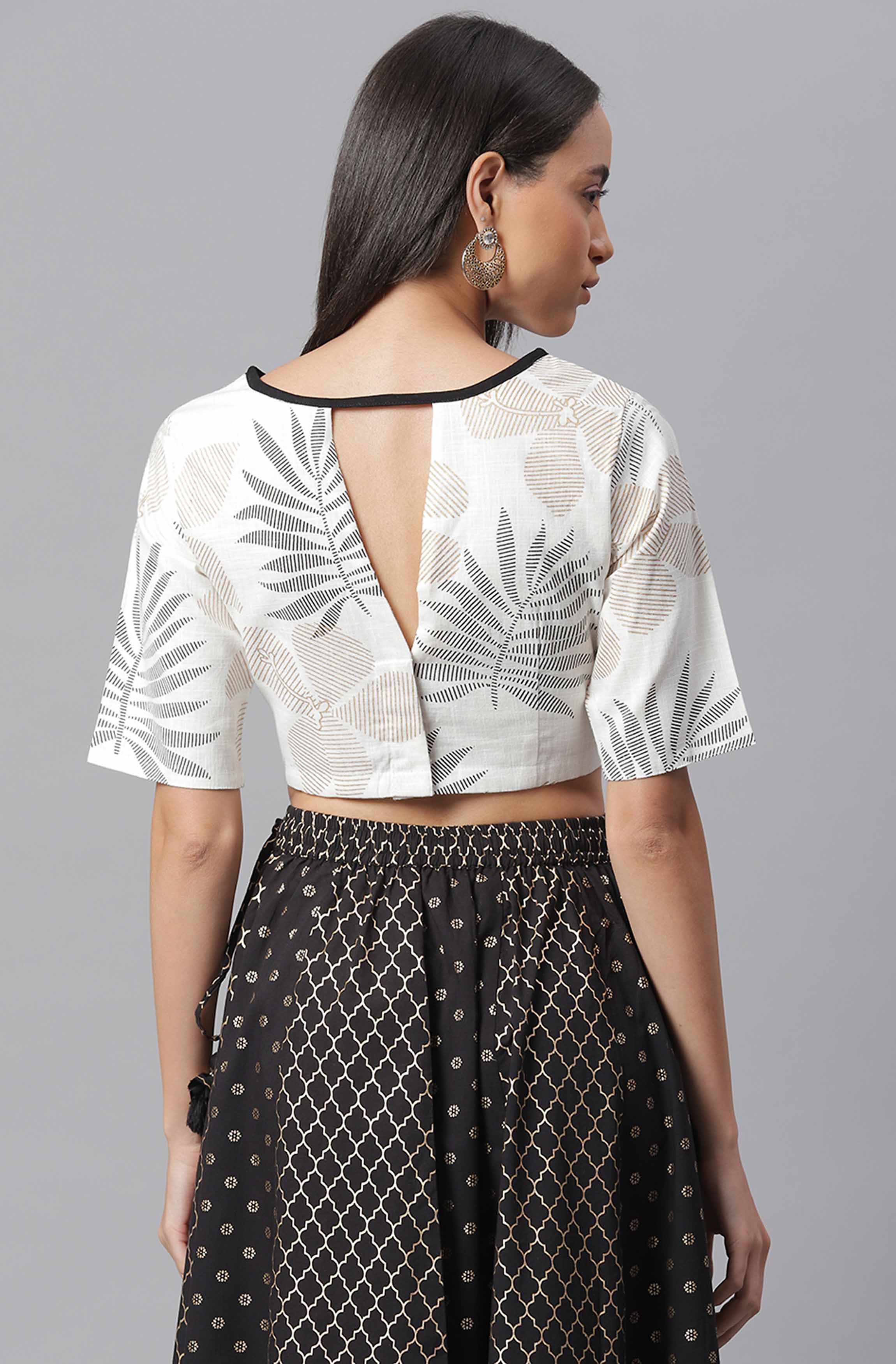 Off White Cotton Stitched Blouse