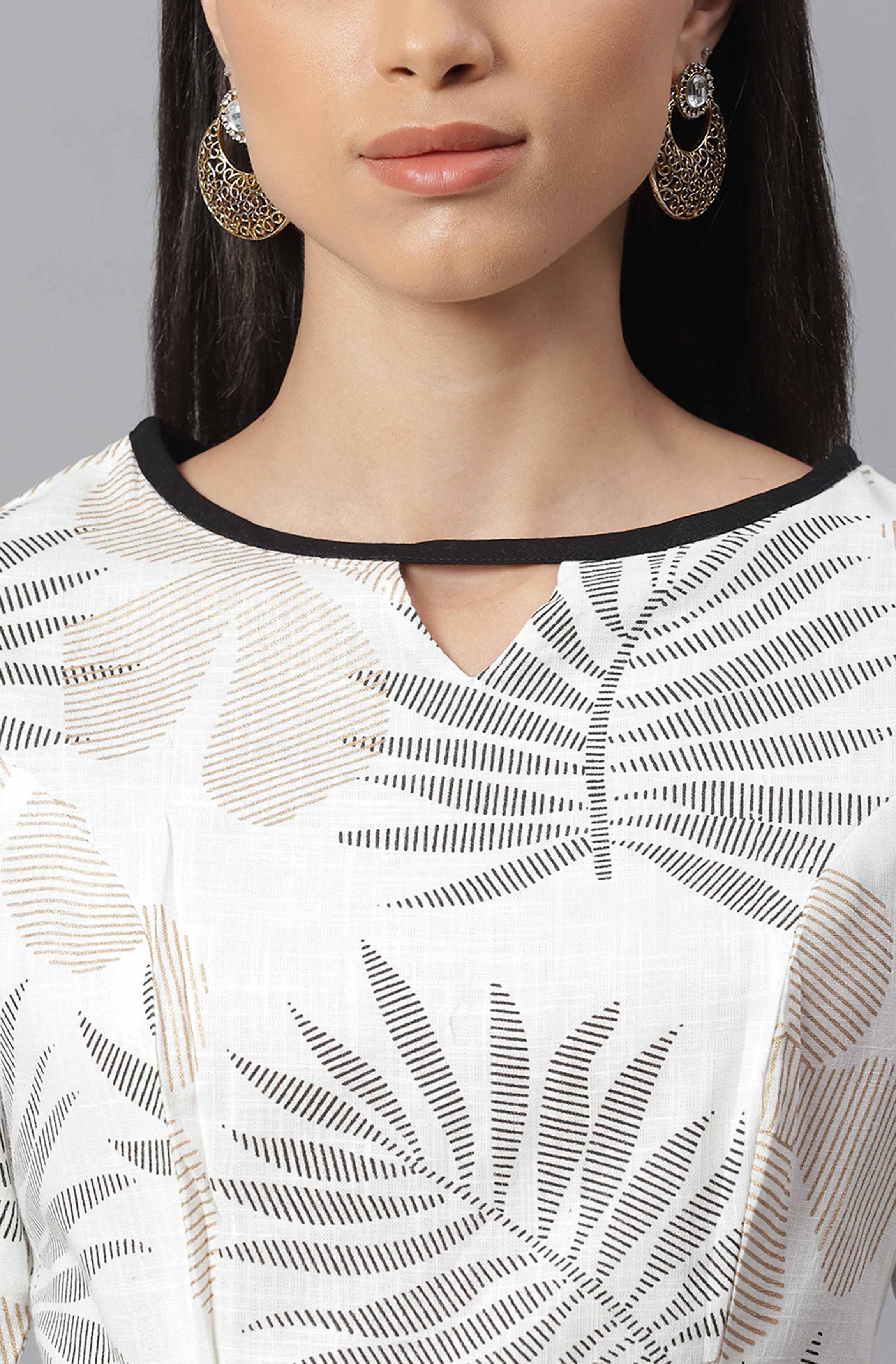 Off White Cotton Stitched Blouse