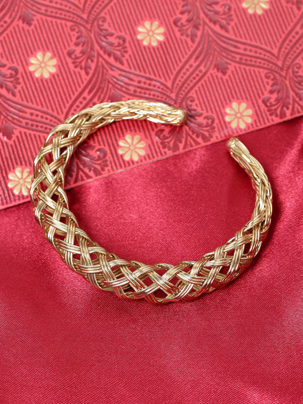 Gold-Plated Hollow Mesh Design Kada Bracelet For Women | WOMENSFASHIONFUN