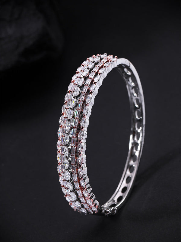 Gunmetal-Plated American Diamond Studded Kada Bracelet | WOMENSFASHIONFUN