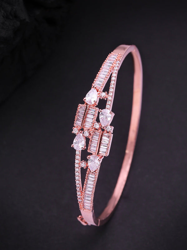 Rose Gold-Plated American Diamond Studded Bracelet | WOMENSFASHIONFUN