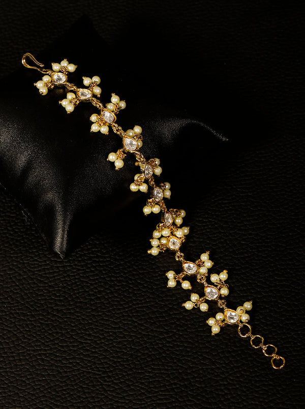 Gold-Plated Stone Studded Adjustable Bracelet | WOMENSFASHIONFUN