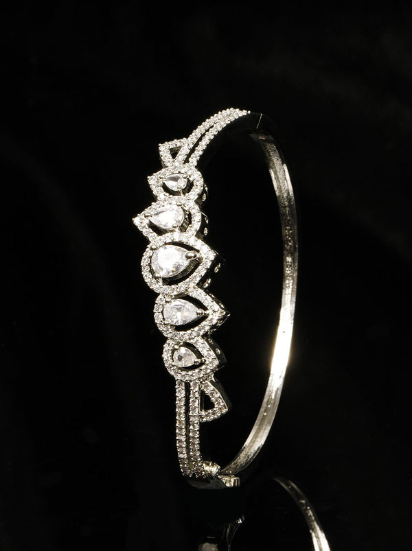 American Diamond Silver Plated Bangle Style Bracelet | womensFashionFun.com