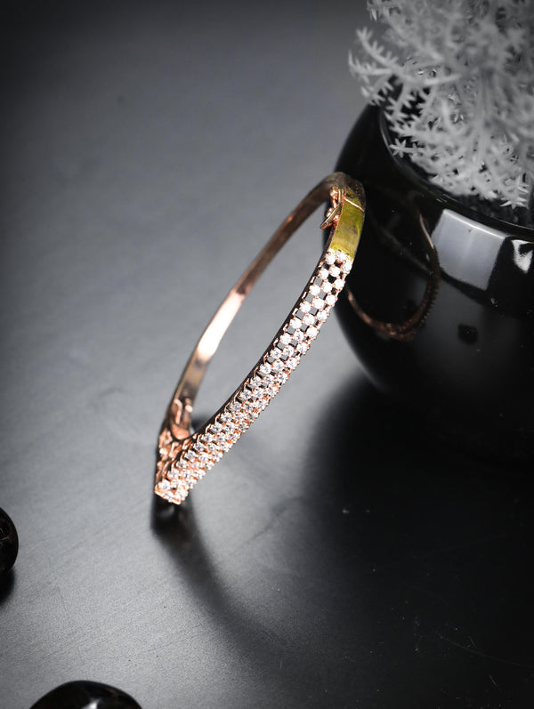 American Diamond Rose Gold Plated Kada Bracelet | WOMENSFASHIONFUN