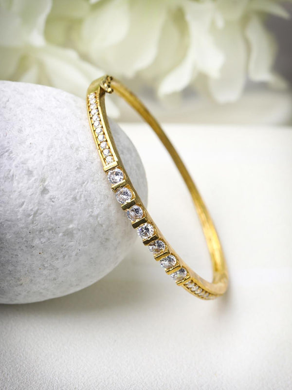 American Diamond Gold Plated Bangle Style Bracelet | WOMENSFASHIONFUN