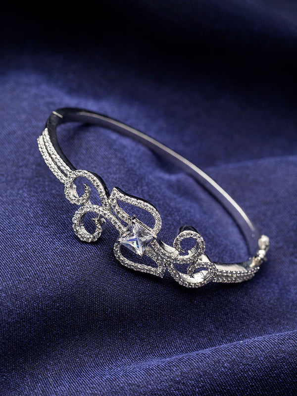 Stunning Vine Design AD Silver-Plated Bracelet | WOMENSFASHIONFUN