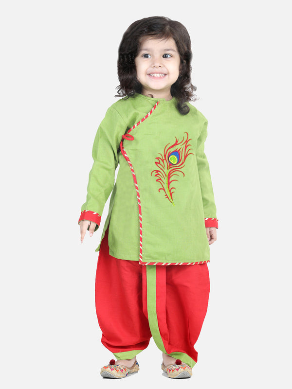 Cotton Embroidery Kanhaiya Dhoti Kurta for Boys-Greenwomensfashionfun