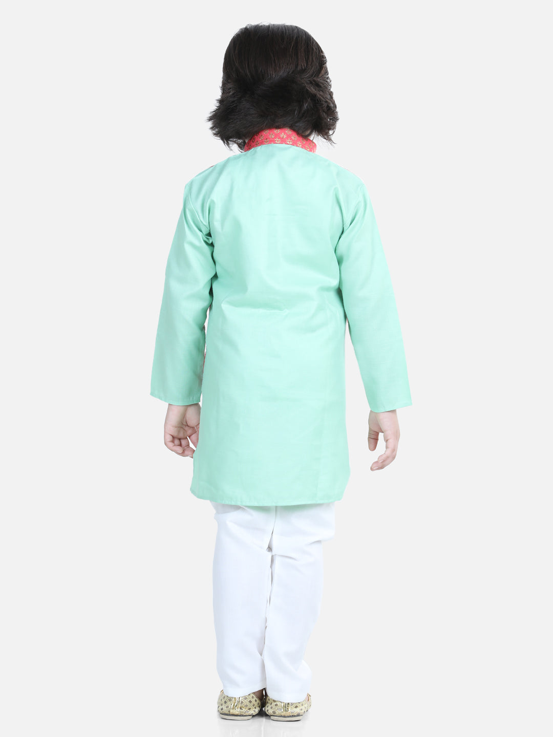 Attached Jacquard Jacket Kurta Pajama for Boys- Greenwomensfashionfun