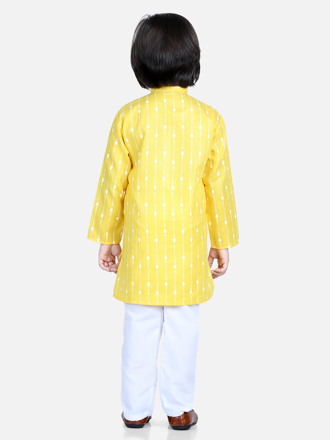 Printed Full Sleeve Cotton Kurta Pajama for Boys- Yellowwomensfashionfun