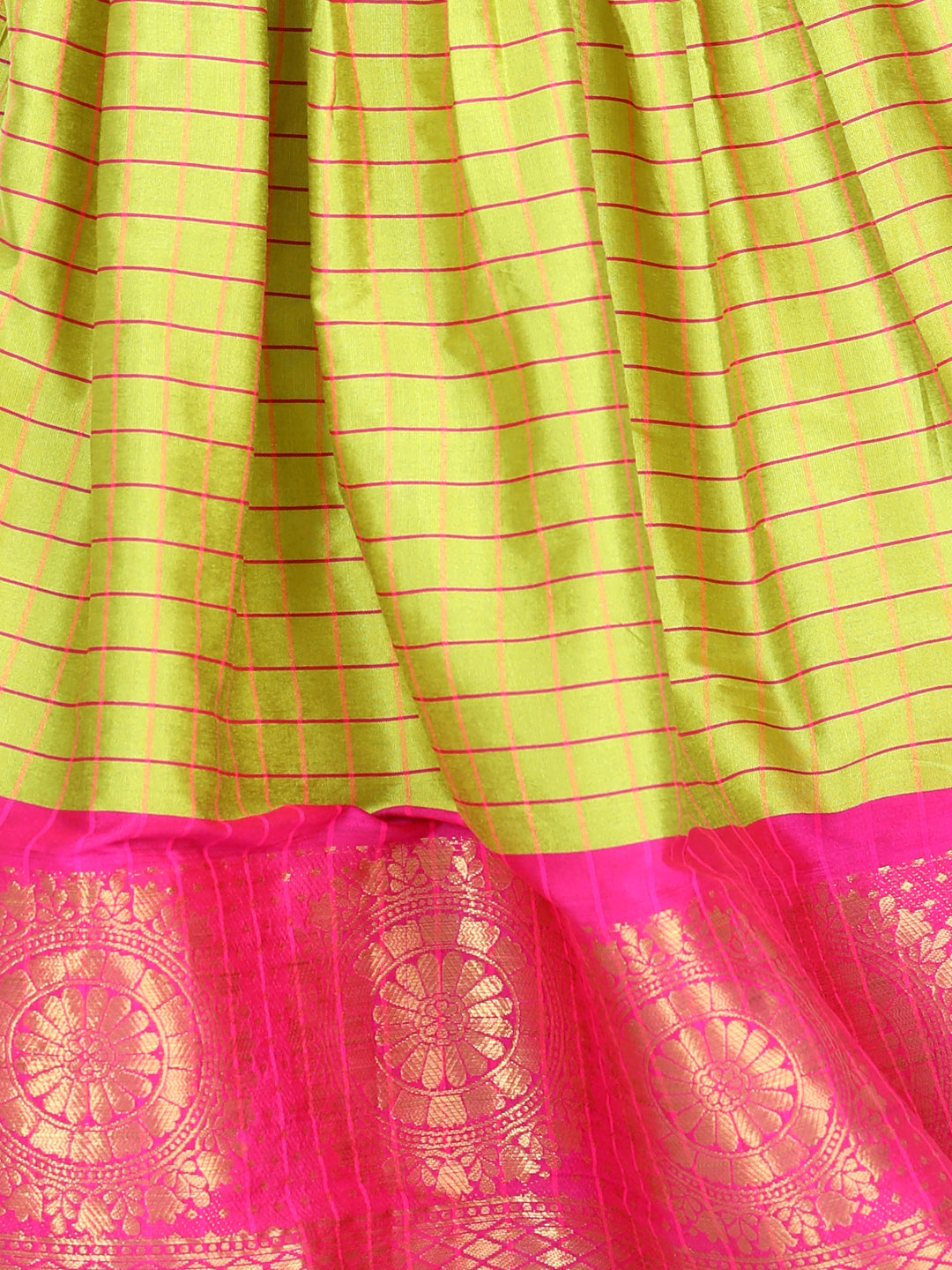 Half Sleeve South Indian Pavda Pattu Lehenga- YellowWomensFashionFun.com