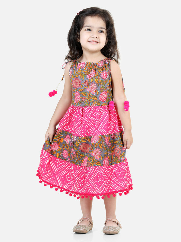 100% Cotton Printed Tier Frock for Baby Girls- Pink | WOMENSFASHIONFUN.