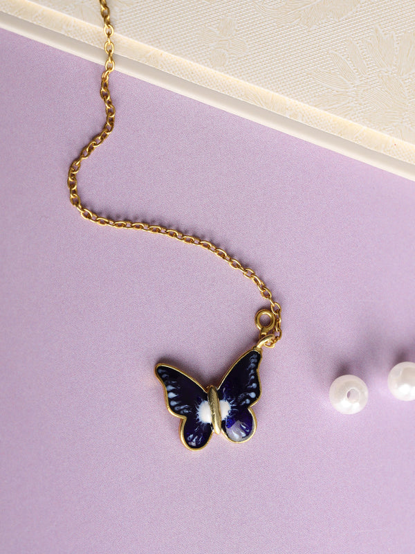 Blue Butterfly Gold Plated Watch Charm | WOMENSFASHIONFUN