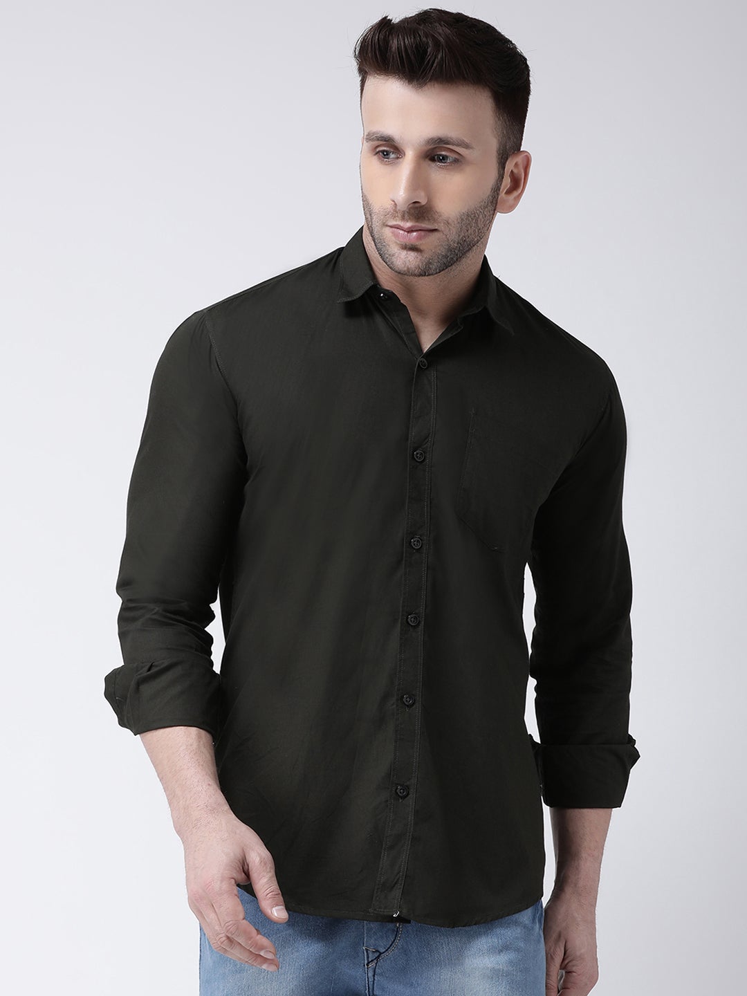 Men's Casual Olive Shirt