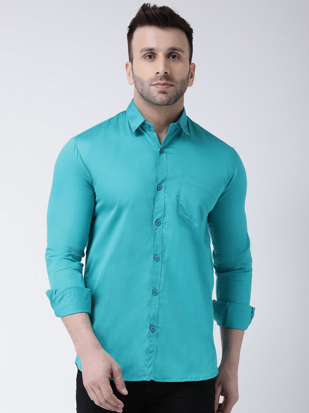 Men's Casual Turquoise Shirt