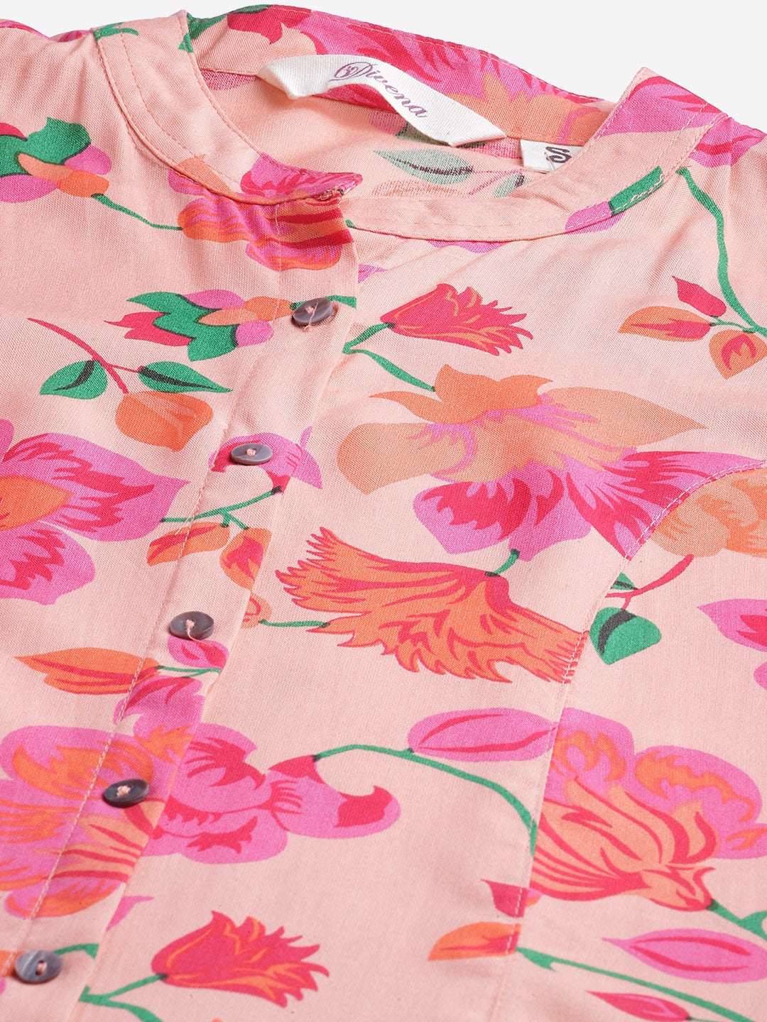 Rayon Peach Floral Print Top