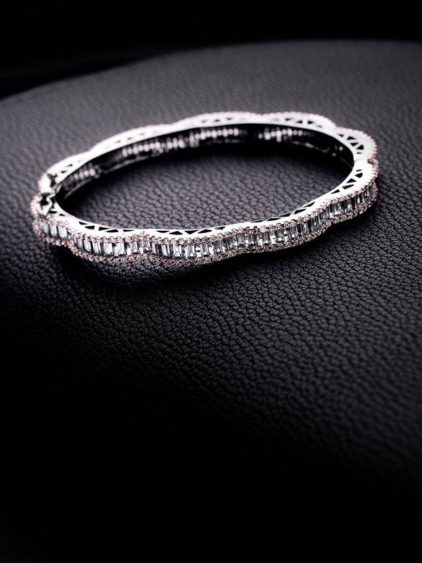 Gunmetal-Plated American Diamond Studded Bracelet | WOMENSFASHIONFUN