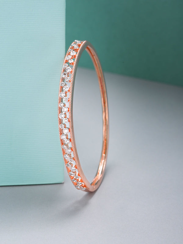 Rose Gold-Plated American Diamond Studded Bracelet | WOMENSFASHIONFUN