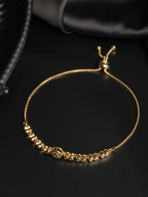 Floral American Diamond Studded Rose Gold Bracelet | WOMENSFASHIONFUN