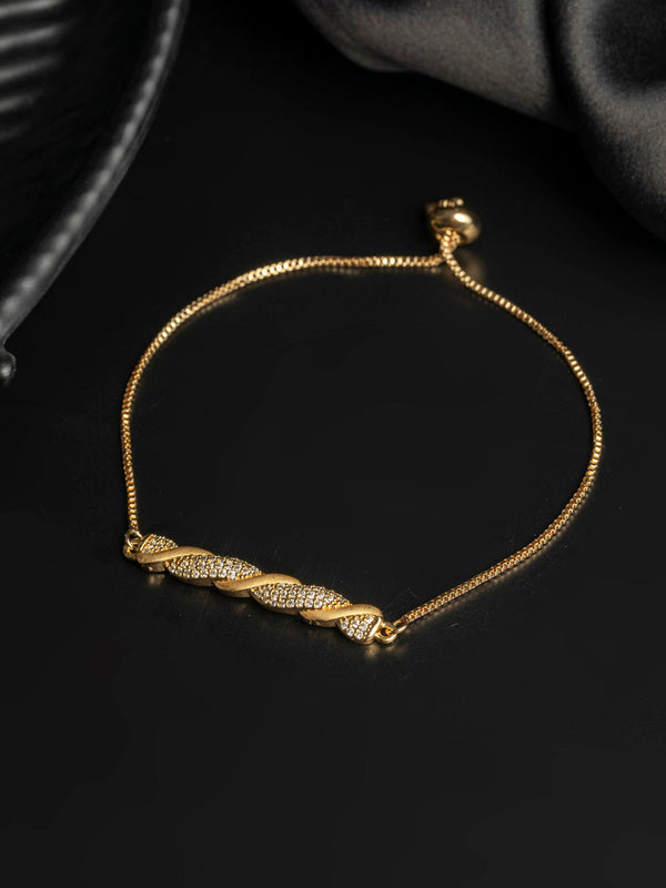 Twited American Diamond Rose Gold Bracelet | WOMENSFASHIONFUN