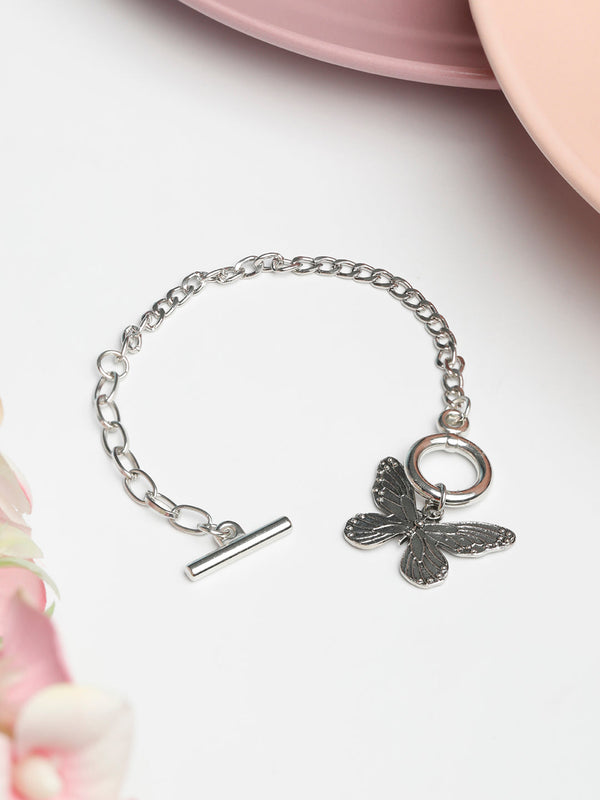 Contemparory Silver Plated Butterfly Link Bracelet | WOMENSFASHIONFUN