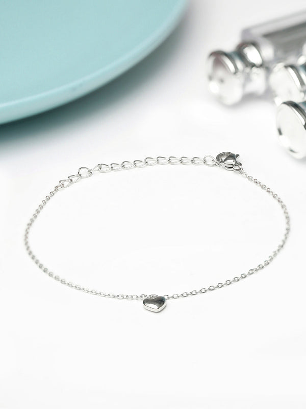 Contemporary Silver Plated Little Heart Link Bracelet | WOMENSFASHIONFUN
