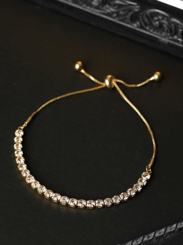 American Diamond Gold Plated Link Bracelet | WOMENSFASHIONFUN