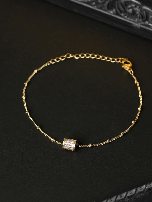 American Diamond Gold Plated Spherical Link Bracelet | WOMENSFASHIONFUN