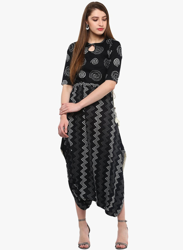 Black Dhoti Style Cotton Jumpsuit