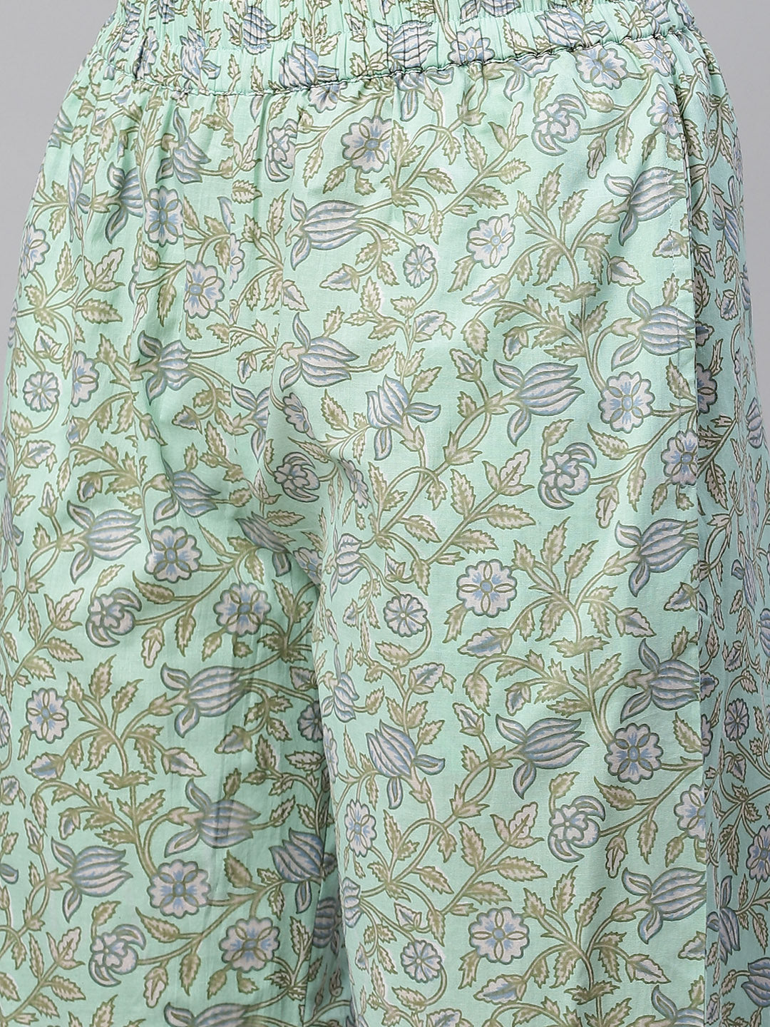 Sea Green Cotton Printed Kurti Pant Set Plus size