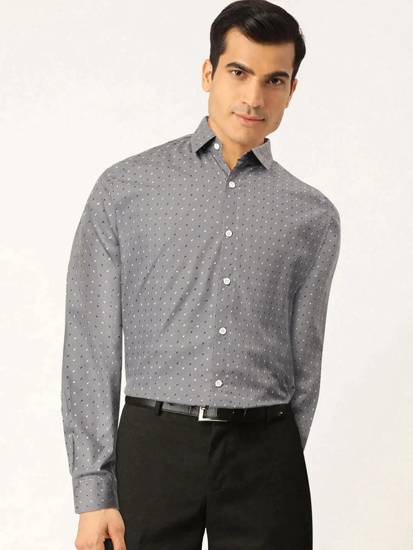 Grey Men's Cotton Printed Formal Shirts | WomensfashionFun.com