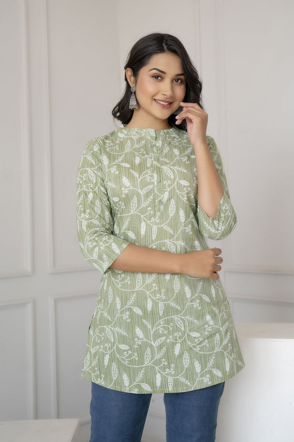 Women Women Green Ethnic Printed Straight Tunic | WomensFashionFun