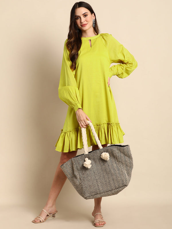 Mustard Cotton Western Dress | WomensFashionFun