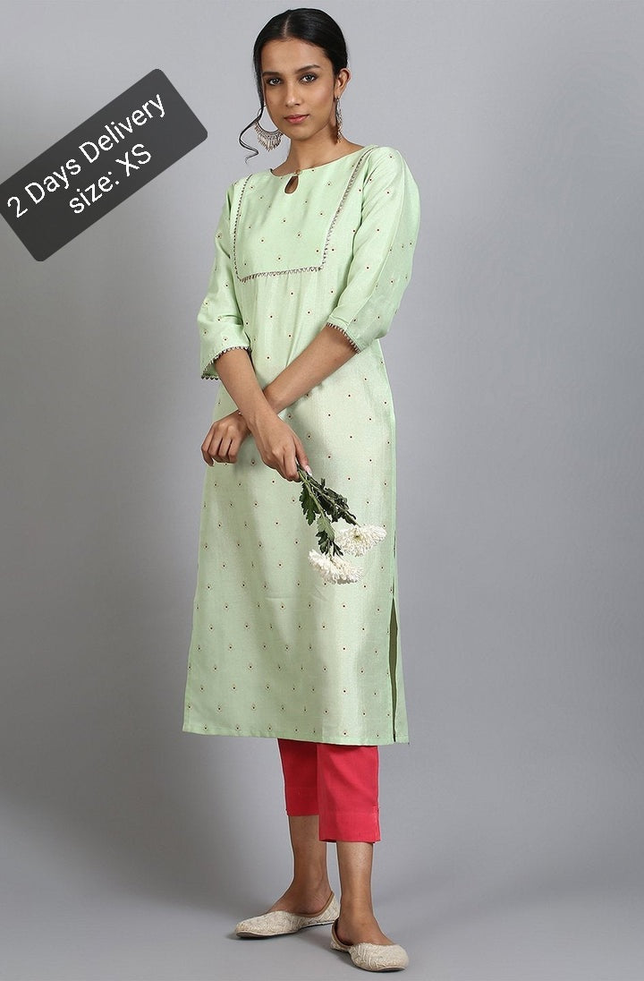 Women's Green Poly Silk Kurta

Size XS