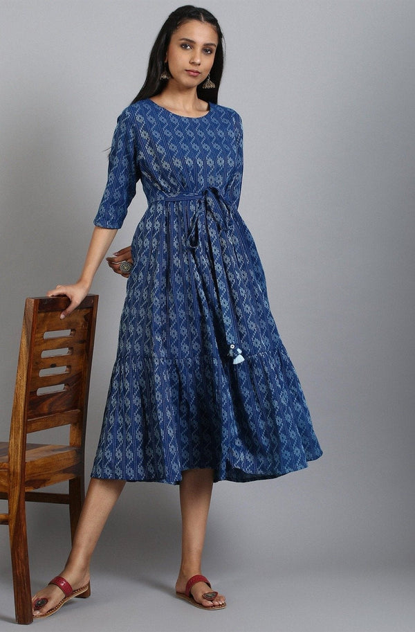 Blue Cotton Western Dress | WomensFashionFun