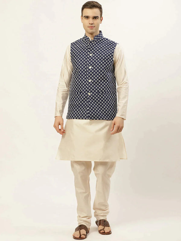 Men's Embroidered Nehru Jacket & Kurta Pyjama | WomensfashionFun.com