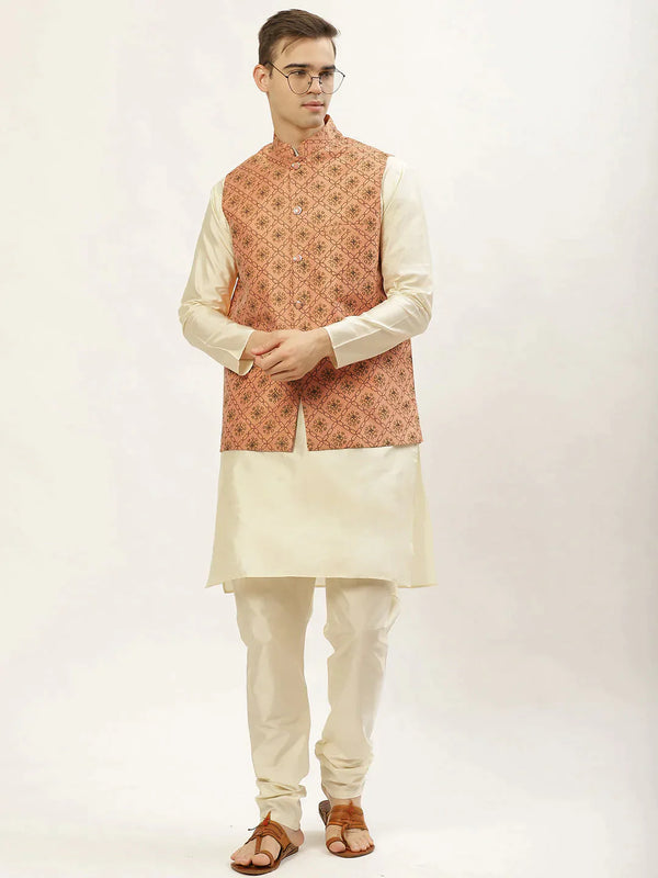 Men's Printed Nehru Jacket and Kurta Pyjama Set | WomensfashionFun.com