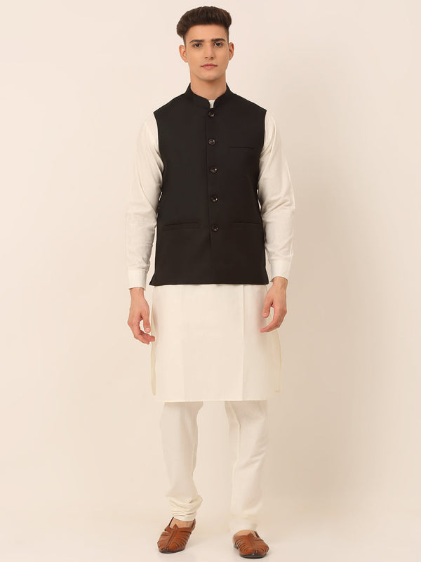 Men's Solid Kurta Pyjama With Nehru Jacket | WomensfashionFun.com