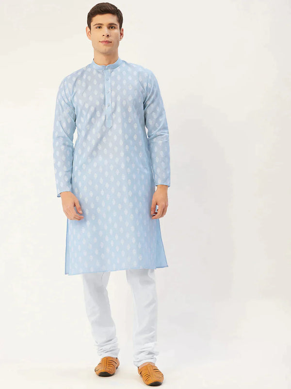 Men's Sky Cotton Floral printed kurta Pyjama Set | WomensFashionFun