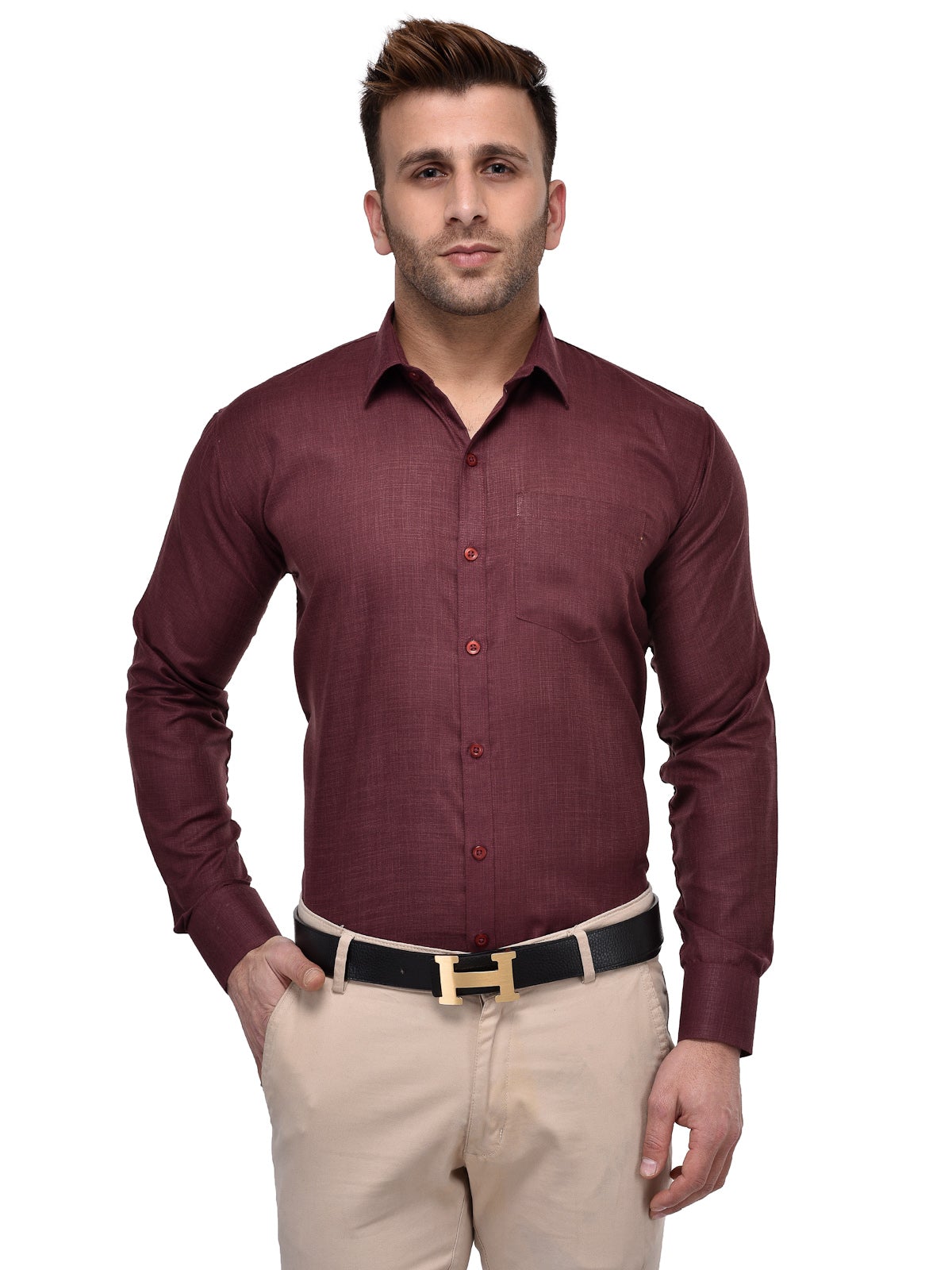 Men's Formal Maroon Shirt