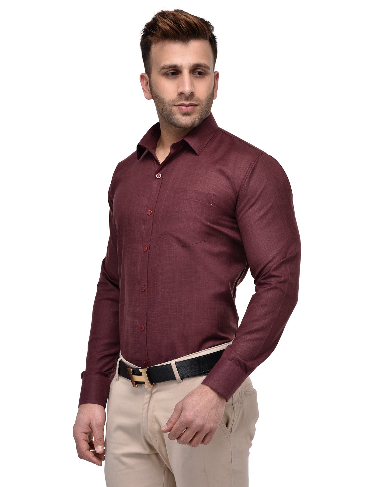 Men's Formal Maroon Shirt