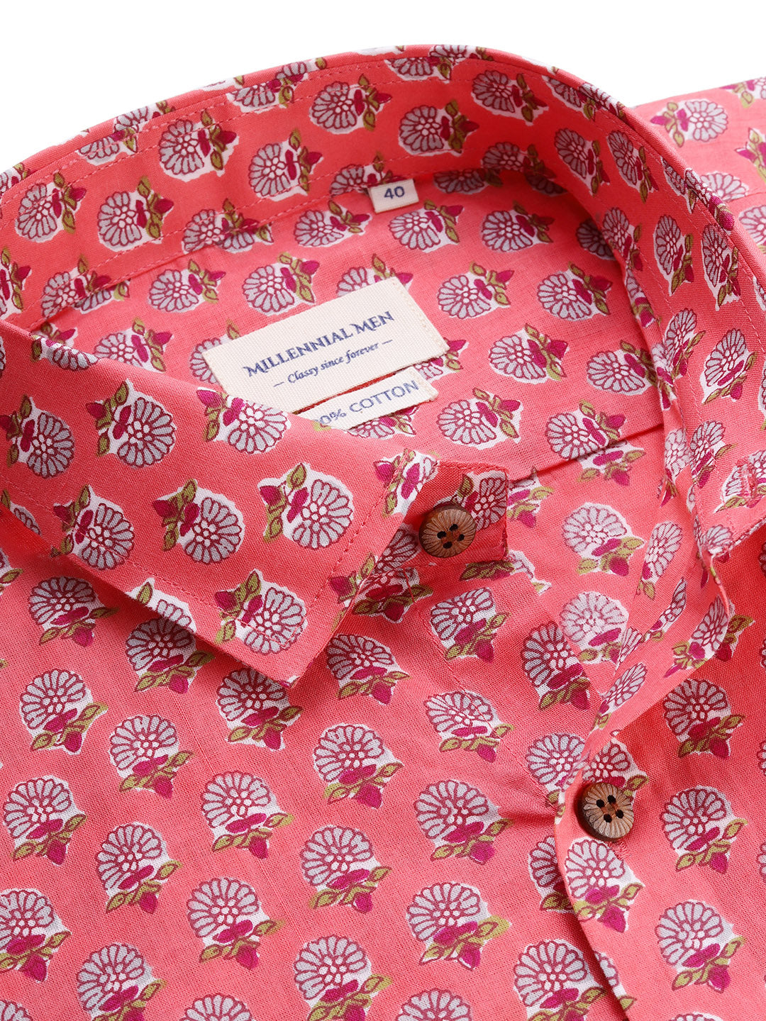 Pink Cotton Full Sleeves Shirts For Men