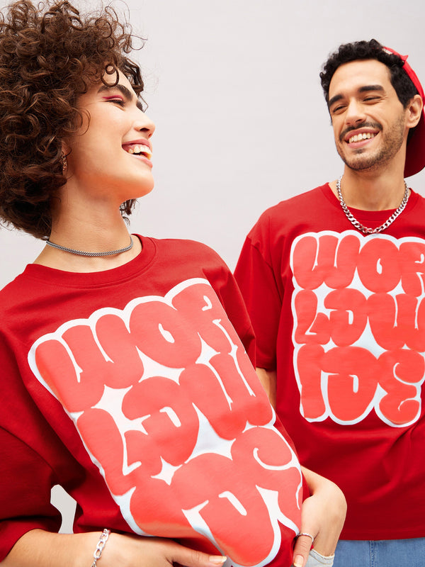 Unisex Red WORLD WIDE Oversized T-Shirt | WomensFashionFun