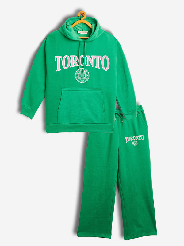 Girls Green TORONTO Oversized Sweatshirt With Track Pants | WomensFashionFun