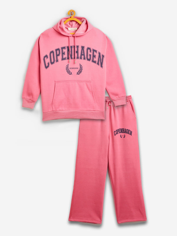 Girls Pink COPENHAGEN Oversized Sweatshirt With Track Pants | WomensFashionFun