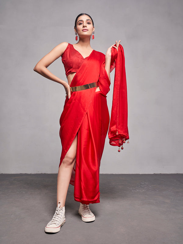 Women Party Wear Plain Saree with Designer Un Stitched Blouse | WomensfashionFun.com