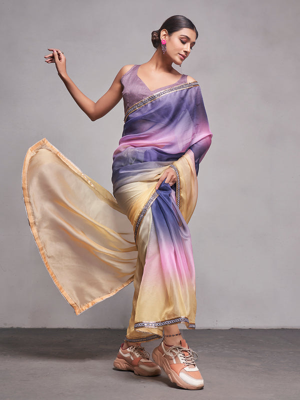 Women Party Wear Printed Saree with Designer Un Stitched Blouse | WomensfashionFun.com