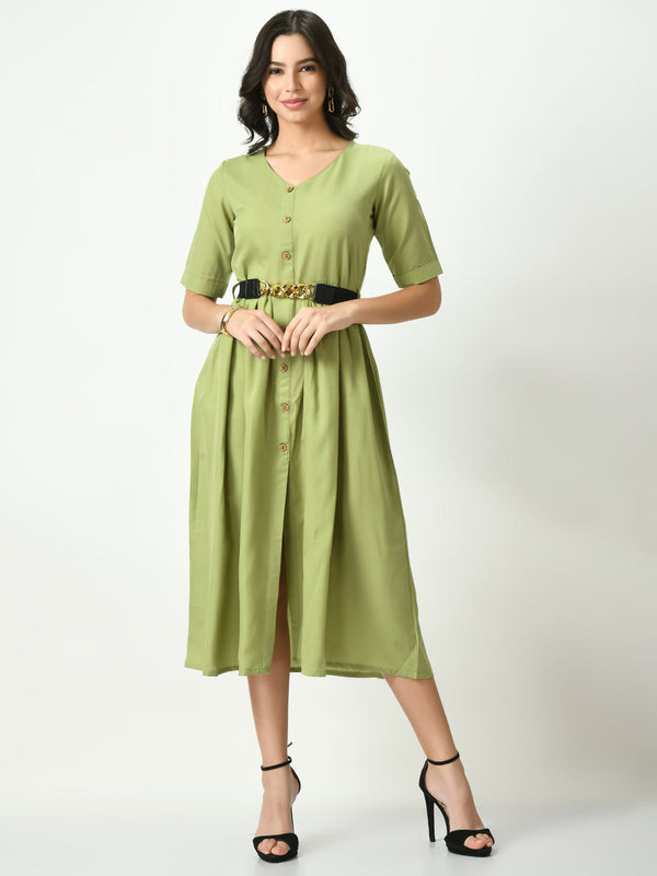 Olive Stylish Midi Dress For Womens | WomensFashionFun