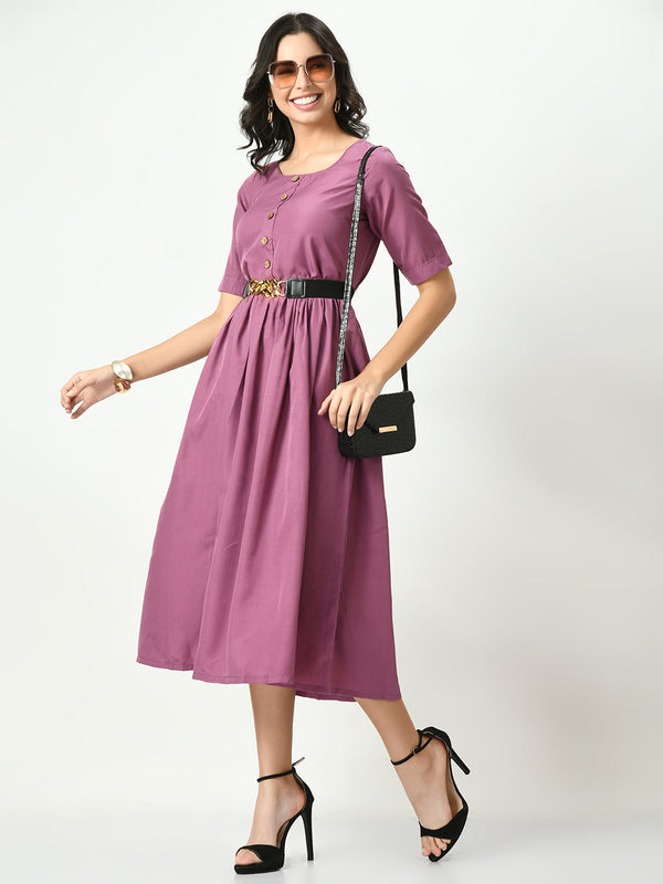 Lavender Stylish Midi Dress For Womens | WomensFashionFun