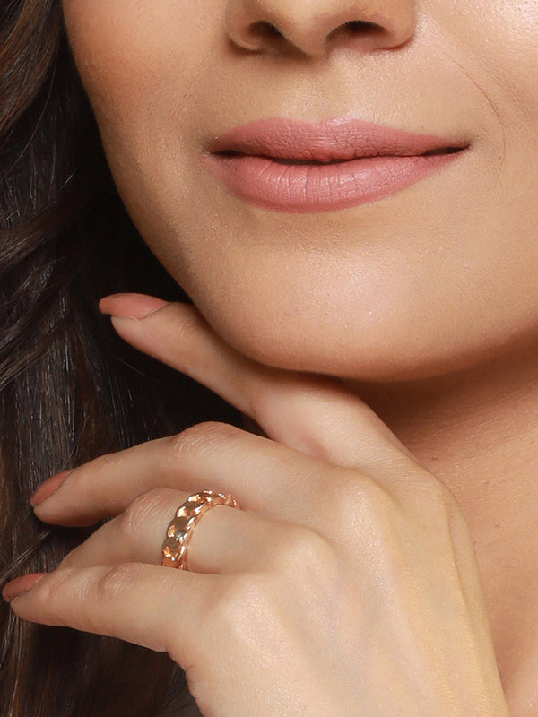 Stylish Link Design Rose Gold-Plated Ring | WOMENSFASHIONFUN.